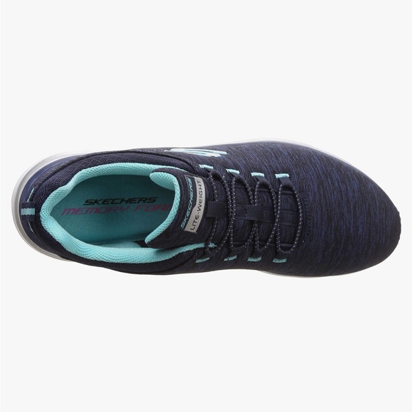 Skechers Fashion Fit-Up A Level MEMORY FOAM Sneakers *Navy/Turquoise* - Picture 5 of 7
